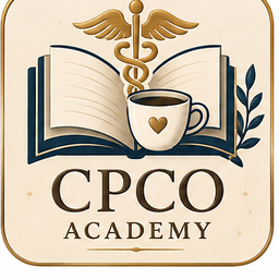 CPCO Academy open-book and coffee emblem